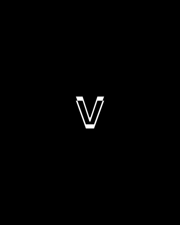 The white V logo for visible voices against a black background.