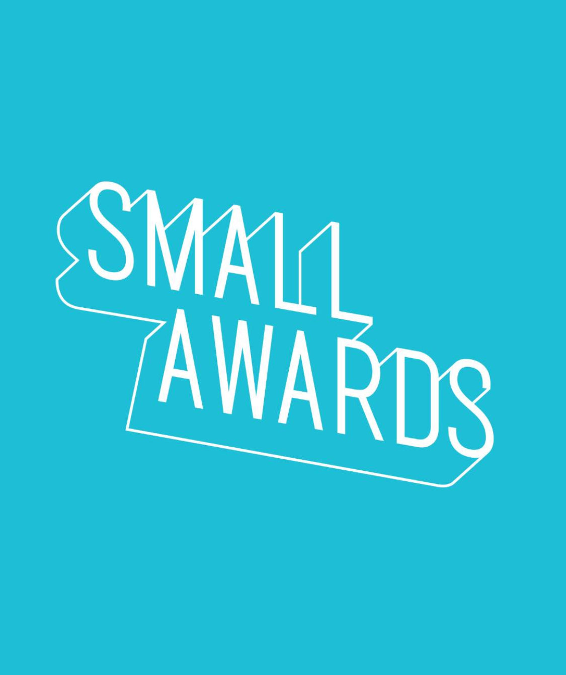 The small awards logo in white against a light blue background.